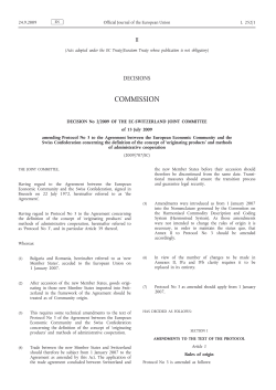 Decision No 2/2009 of the EC-Switzerland Joint Committee of 13