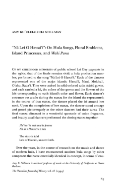 "Na Lei O Hawai`i": On Hula Songs, Floral Emblems, Island