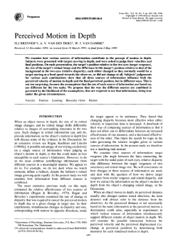 Perceived Motion in Depth