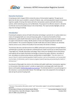 Summary: ASTHO Immunization Registries Summit