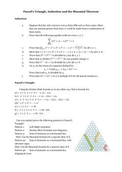 Pascal`s Triangle, Induction and the Binomial Theorem