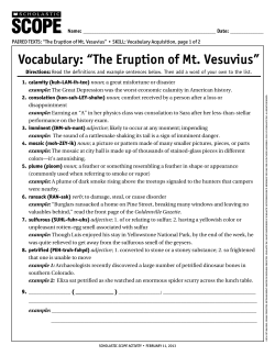 vocabulary: “the eruption of mt. vesuvius”