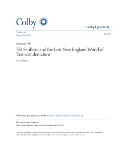 F.B. Sanborn and the Lost New England World of Transcendentalism
