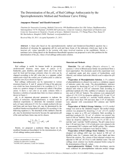 The Determination of the pKa of Red Cabbage Anthocyanin by the