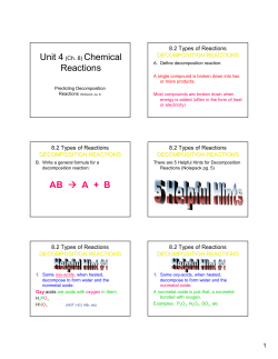 Ch. 8 section 8.2 Decomp Rxns