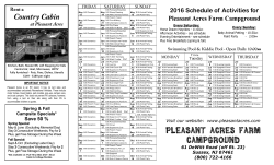 Activities Schedule - Pleasant Acres Farm Campground