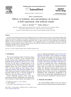 Effects of isolation, area and predators on invasion: A field