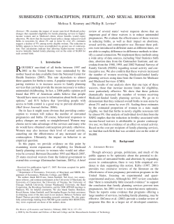 subsidized contraception, fertility, and sexual behavior