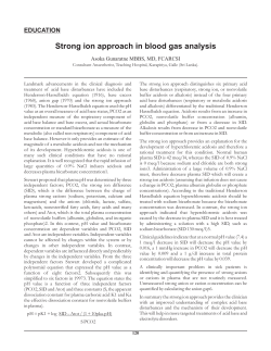 Strong ion approach in blood gas analysis