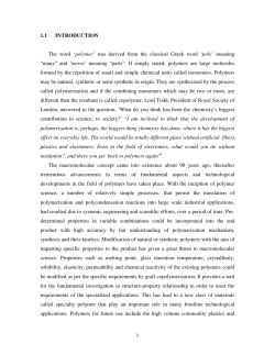 1 1.1 INTRODUCTION The word `polymer` was derived from the