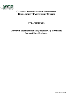 CITY OF OAKLAND, APPRENTICESHIP WORKFORCE