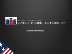 Legal, Policy and Political Challenges in the Presidential Transition