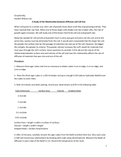 Mitosis Lab &ndash;A Relationship between Diffusion and Cell