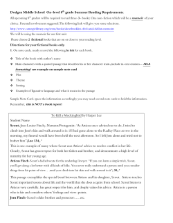 Dodgen Middle School On-level 8th grade Summer Reading