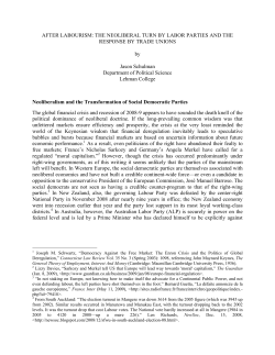 AFTER LABOURISM: THE NEOLIBERAL TURN BY LABOR