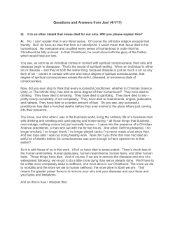 Questions and Answers from Joel (4/1/17)