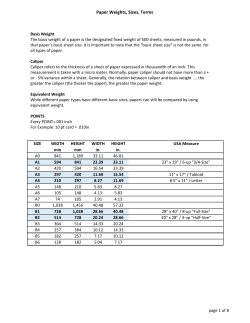 Paper Weights, Sizes, Terms - Print and Finishing Solutions