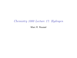Chemistry 1000 Lecture 17: Hydrogen