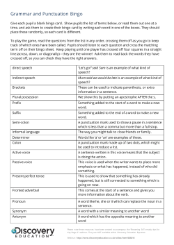 Grammar and punctuation Bingo