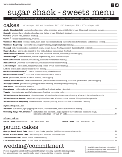 sugar shack - sweets menu