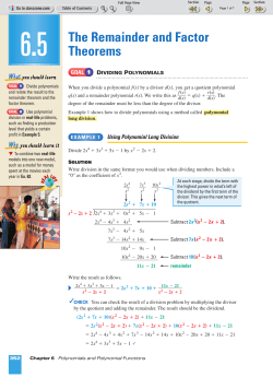 The Remainder and Factor Theorems