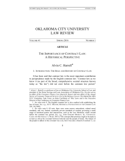 Alvin C. Harrell, The Importance of Contract Law: A Historical