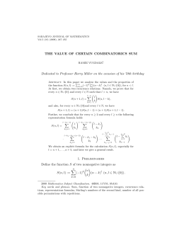 THE VALUE OF CERTAIN COMBINATORICS SUM Dedicated to