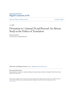 Divination in 1 Samuel 28 and Beyond: An African Study in the