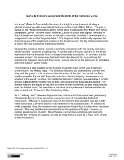 Marie de France`s Lanval and the Birth of the Romance Genre