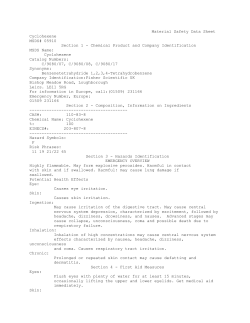 Material Safety Data Sheet Cyclohexene MSDS# 05910 Section 1