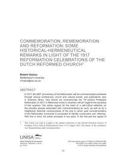 COMMEMORATION, REMEMORATION AND REFORMATION