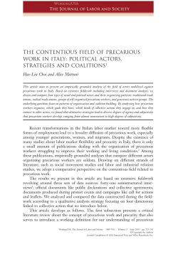 the contentious field of precarious work in italy