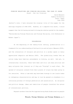 FOREIGN RELATIONS AND FOREIGN RELIGIONS: THE CASE OF