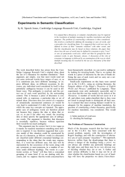 Experiments in semantic classification