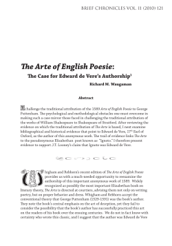 The Arte of English Poesie - Shakespeare Oxford Fellowship