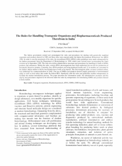 The Rules for Handling Transgenic Organisms and