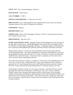 TITLE: AHS &ndash; Rio Colorado Biography Collection.
