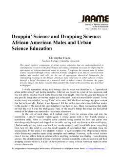 Droppin` Science and Dropping Science: African American Males