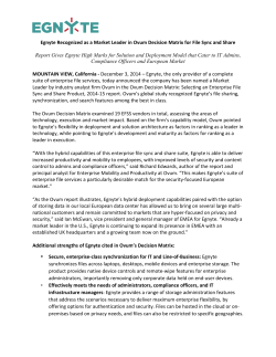 Egnyte Recognized as a Market Leader in Ovum Decision Matrix for