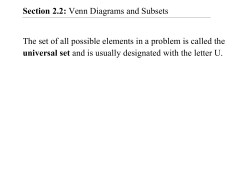 Section 2.2: Venn Diagrams and Subsets The set of all possible