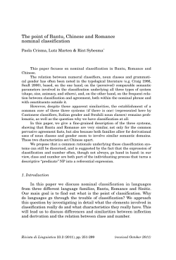 The point of Bantu, Chinese and Romance nominal classification