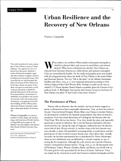 Urban Resilience and the Recovery of New Orleans