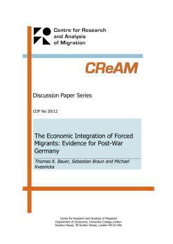 The Economic Integration of Forced Migrants: Evidence for Post