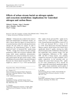 Effects of urban stream burial on nitrogen uptake and ecosystem