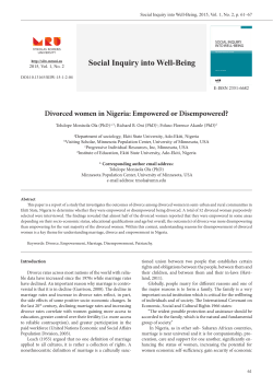Social Inquiry into Well-Being Divorced women in Nigeria