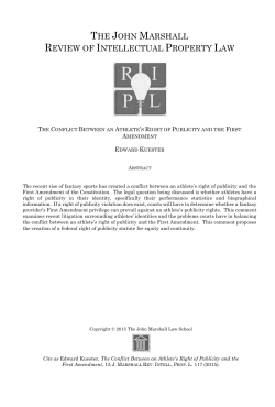 The Conflict Between an Athlete`s Right of Publicity and the First