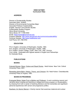 HEIDI HUTNER Curriculum Vitae ADDRESS: Director