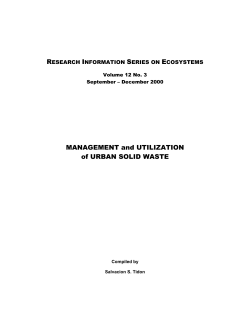 MANAGEMENT and UTILIZATION of URBAN SOLID WASTE