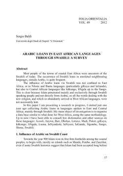 Arabic Loans in East African Languages through Swahili