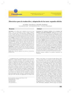 Traducci&oacute;n y Adaptaci&oacute;n - Consejo General de la Psicolog&iacute;a de